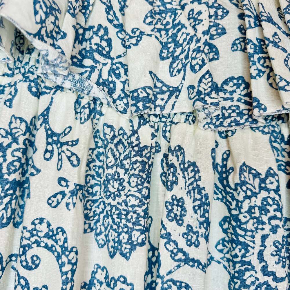Moda International Victoria's Secret M Linen Ivory/Cream & Blue Floral Strapless - Picture 6 of 11